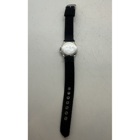 Dakota Round Stainless Steel Watch Canvas Black Band Mineral Glass Crystal 3 ATM - Picture 4 of 7